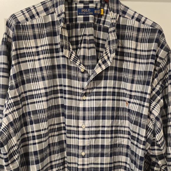 Polo by Ralph Lauren Men's Blue and White Plaid Shirt - Picture 1 of 3